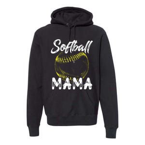 Softball Mama For Women Family Matching Players Mothers Day Premium Hoodie