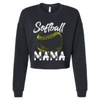 Softball Mama For Women Family Matching Players Mothers Day Cropped Pullover Crew