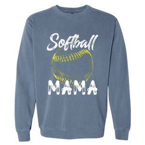 Softball Mama For Women Family Matching Players Mothers Day Garment-Dyed Sweatshirt