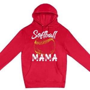 Softball Mama For Women Family Matching Players Mothers Day Premium Pullover Hoodie