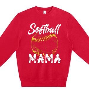 Softball Mama For Women Family Matching Players Mothers Day Premium Crewneck Sweatshirt