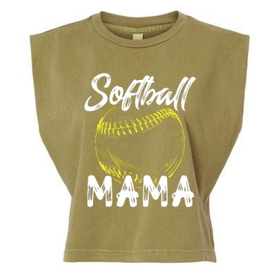 Softball Mama For Women Family Matching Players Mothers Day Garment-Dyed Women's Muscle Tee