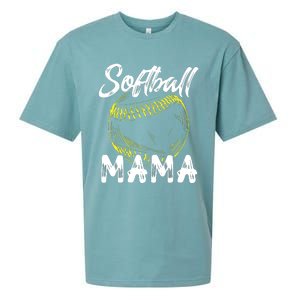 Softball Mama For Women Family Matching Players Mothers Day Sueded Cloud Jersey T-Shirt