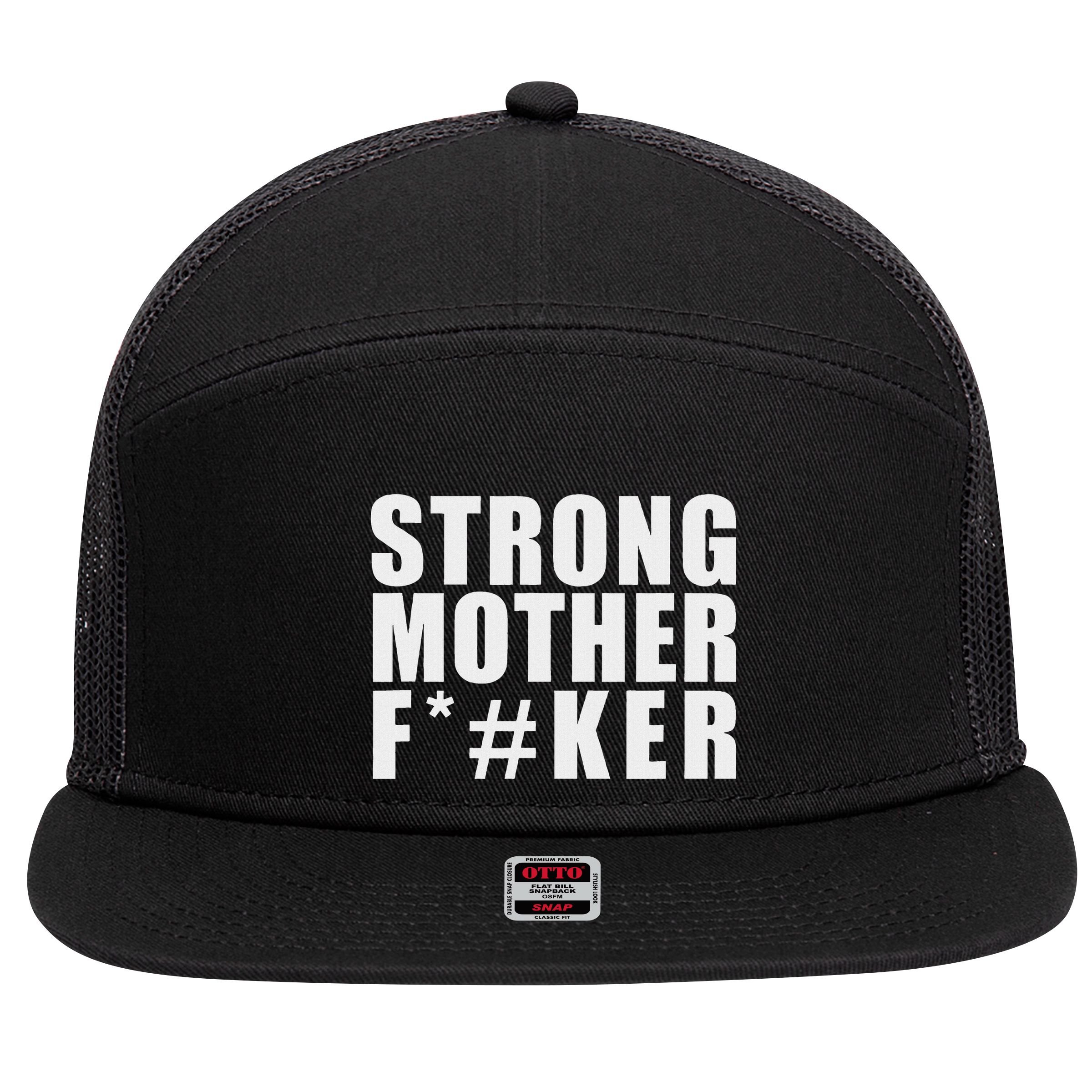 Strong Motherfucker Funny Gym Powerlifting 7 Panel Mesh Trucker Snapback Hat