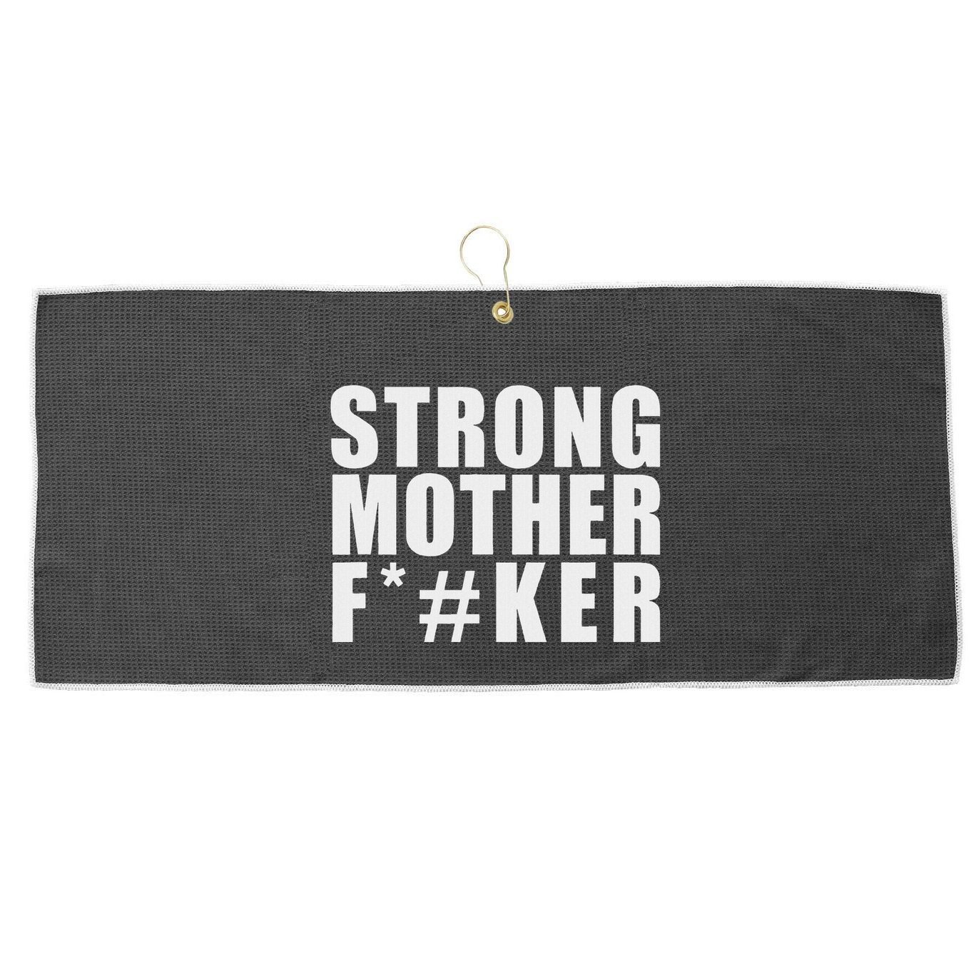 Strong Motherfucker Funny Gym Powerlifting Large Microfiber Waffle Golf Towel
