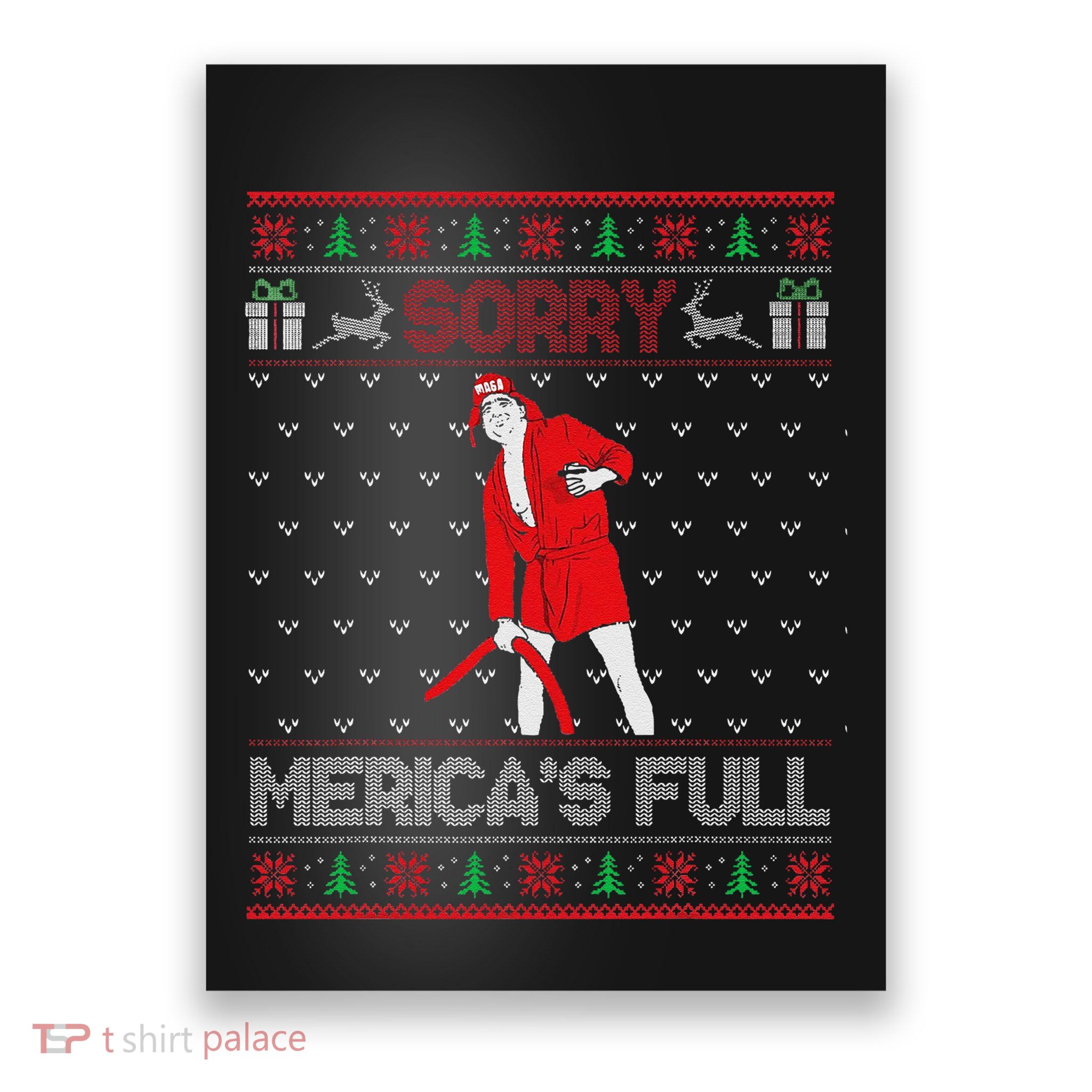 Sorry MericaS Full Funny Trump Maga Ugly Sweater Christmas Poster