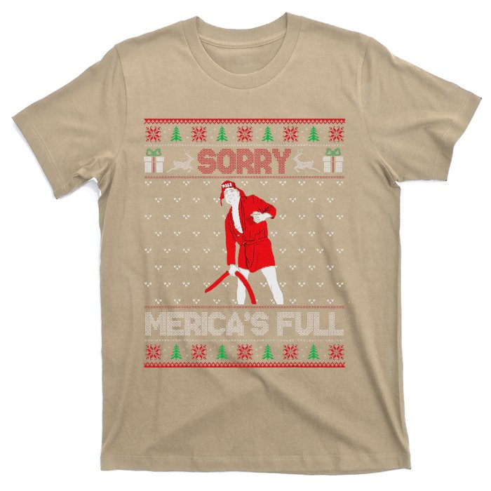 Sorry MericaS Full Funny Trump Maga Ugly Sweater Christmas T-Shirt