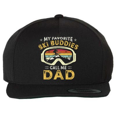 Skiing My Favorite Ski Buddies Call Me Dad Fathers Day Gift Wool Snapback Cap