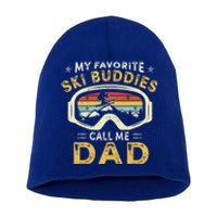 Skiing My Favorite Ski Buddies Call Me Dad Fathers Day Gift Short Acrylic Beanie