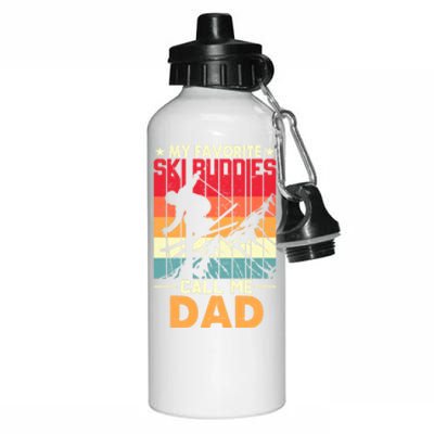 Skiing My Favorite Ski Buddies Call Me Dad Fathers Day Meaningful Gift Aluminum Water Bottle 