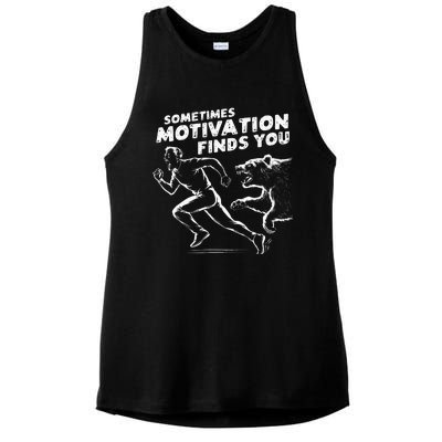 Sometimes Motivation Finds You Conversation Starter Ladies PosiCharge Tri-Blend Wicking Tank