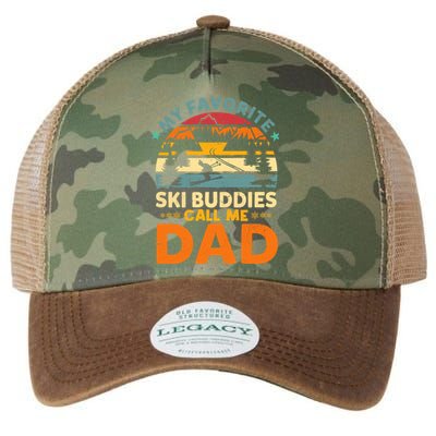 Skiing My Favorite Ski Buddies Call Me Dad Cute Gift Legacy Tie Dye Trucker Hat