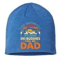 Skiing My Favorite Ski Buddies Call Me Dad Cute Gift Sustainable Beanie