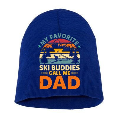 Skiing My Favorite Ski Buddies Call Me Dad Cute Gift Short Acrylic Beanie