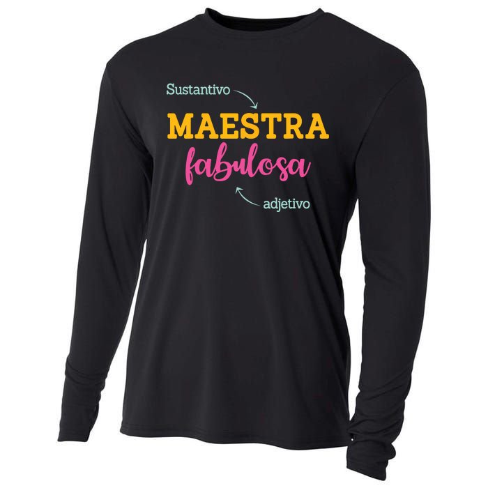 Sustantivo Maestra Fabulosa Adjetivo Spanish Teacher Cooling Performance Long Sleeve Crew