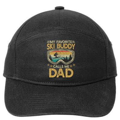 Skiing My Favorite Ski Buddy Calls Me Dad Gift 7-Panel Snapback Hat