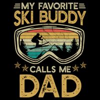 Skiing My Favorite Ski Buddy Calls Me Dad Gift Drawstring Bag