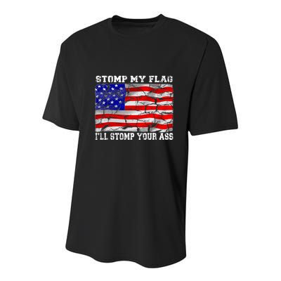Stomp My Flag Ill Stomp Your Ass Youth Performance Sprint T-Shirt