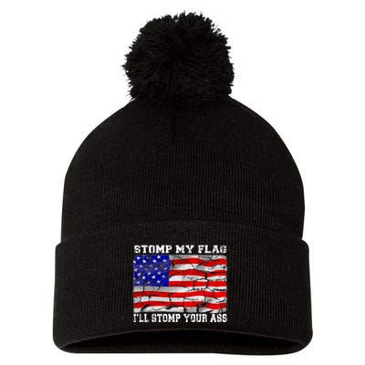 Stomp My Flag Ill Stomp Your Ass Pom Pom 12in Knit Beanie