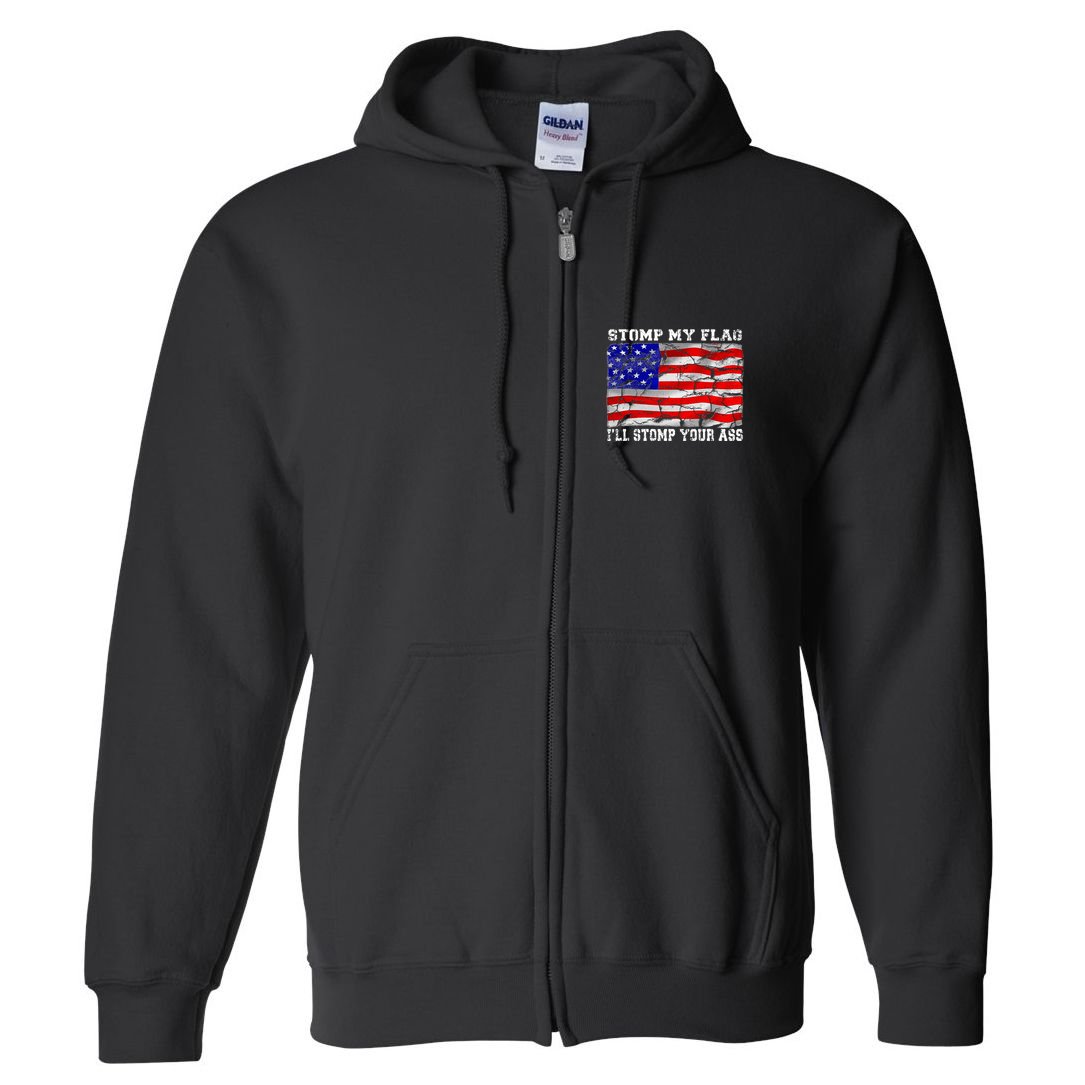Stomp My Flag Ill Stomp Your Ass Full Zip Hoodie