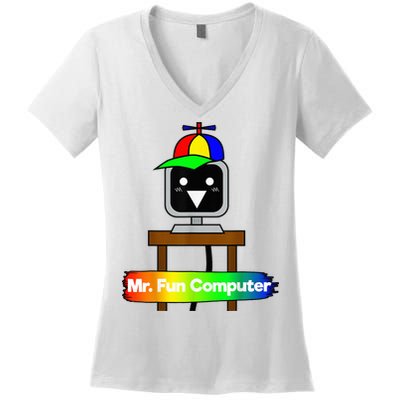 S.P.R.U.N.K.I Mr Fun Computer Women's V-Neck T-Shirt