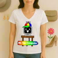 S.P.R.U.N.K.I Mr Fun Computer Women's V-Neck T-Shirt