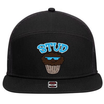 Stud Muffin Funny Cupcake Wearing Sunglasses Baking Baker Great Gift 7 Panel Mesh Trucker Snapback Hat