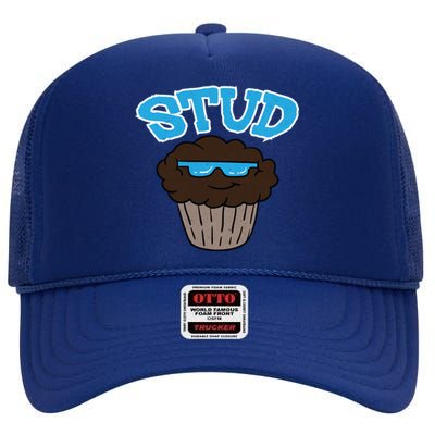 Stud Muffin Funny Cupcake Wearing Sunglasses Baking Baker Great Gift High Crown Mesh Back Trucker Hat