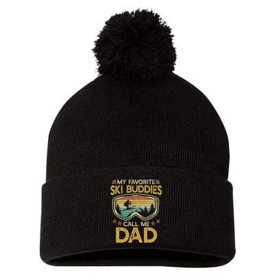 Skiing My Favorite Ski Buddies Call Me Dad Pom Pom 12in Knit Beanie