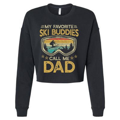 Skiing My Favorite Ski Buddies Call Me Dad Cropped Pullover Crew