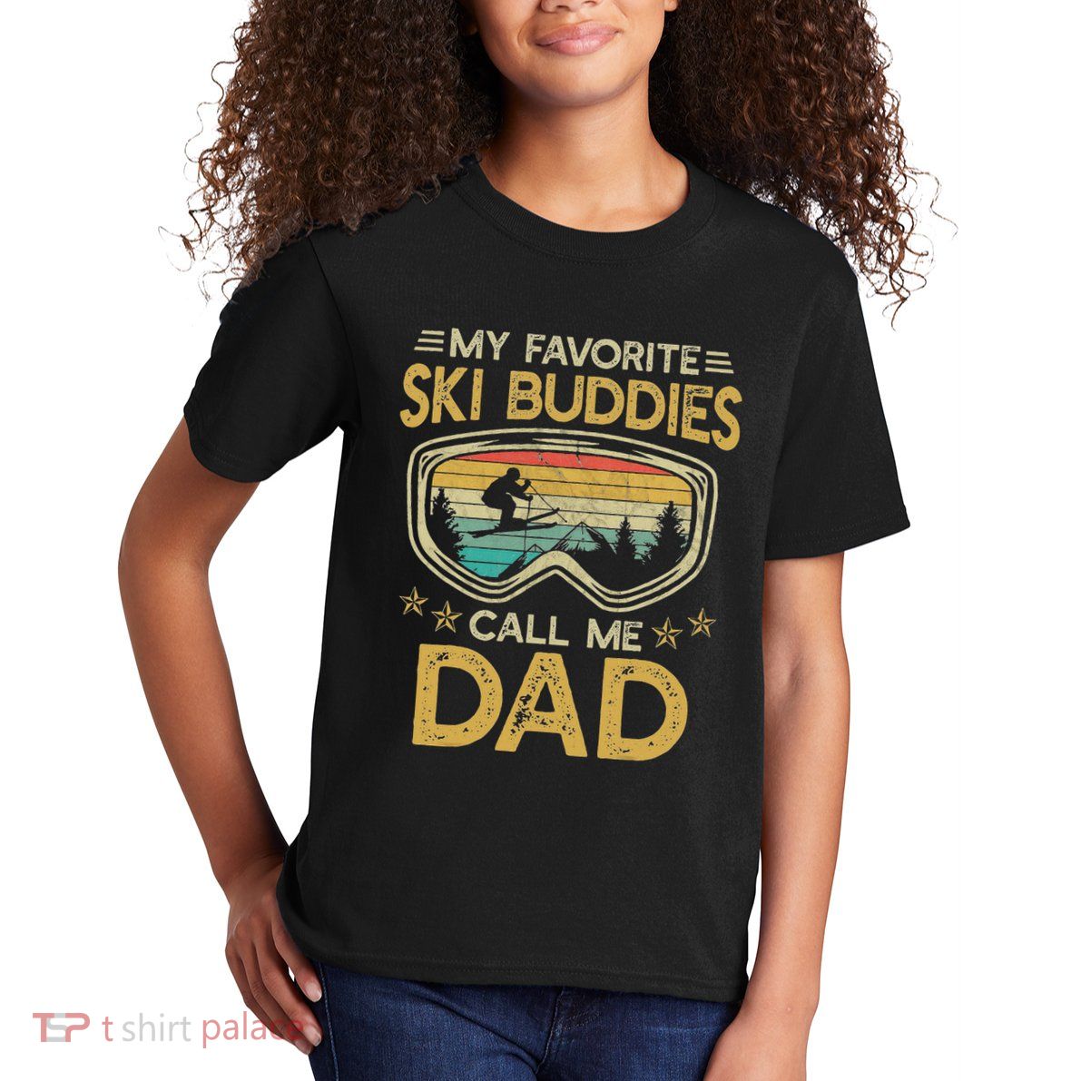 Skiing My Favorite Ski Buddies Call Me Dad Kids T-Shirt