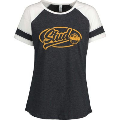 Stud Muffin Funny Vintage Style Fitness Gift Enza Ladies Jersey Colorblock Tee