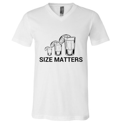 Size Matters Funny Salt Lime Tacos Tequila V-Neck T-Shirt