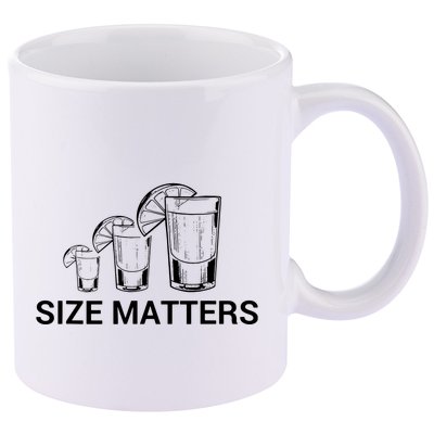 Size Matters Funny Salt Lime Tacos Tequila 11oz C Handle Ceramic Mug
