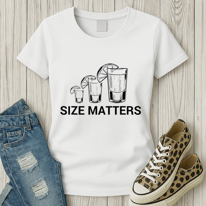 Size Matters Funny Salt Lime Tacos Tequila Womens T-Shirt