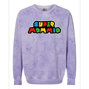 Super Mommio Funny Nerdy Mommy Mother Colorblast Crewneck Sweatshirt