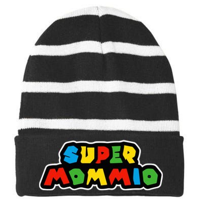 Super Mommio Funny Nerdy Mommy Mother Striped Beanie with Solid Band