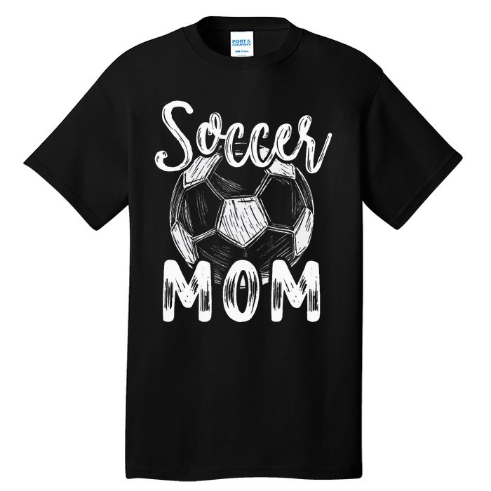 Soccer Mom For Women Family Matching Team Player Soccer Ball Tall T-Shirt