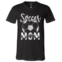 Soccer Mom For Women Family Matching Team Player Soccer Ball V-Neck T-Shirt