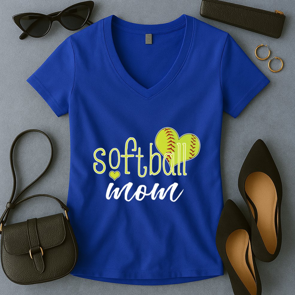 Softball Mom Great Gift Softball Mom Gift Grey Small Women's V-Neck T-Shirt