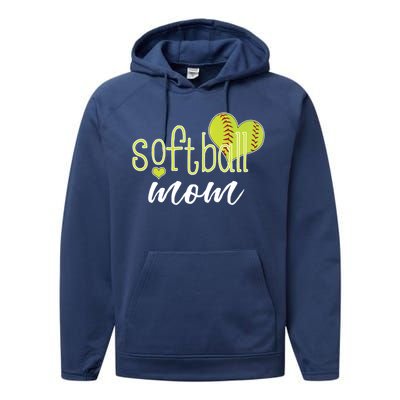 Softball Mom Great Gift Softball Mom Gift Grey Small Performance Fleece Hoodie