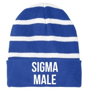 Sigma Male Grindset Meme Gift Striped Beanie with Solid Band