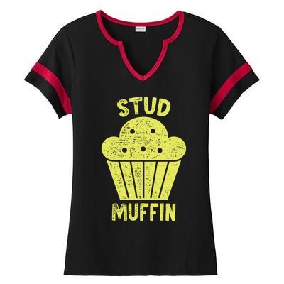 Stud Muffin Gift Ladies Halftime Notch Neck Tee