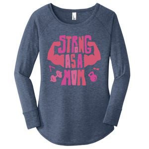 Strong Mom Gym Mother Mother's Day Mommy Fitness Gift Women's Perfect Tri Tunic Long Sleeve Shirt