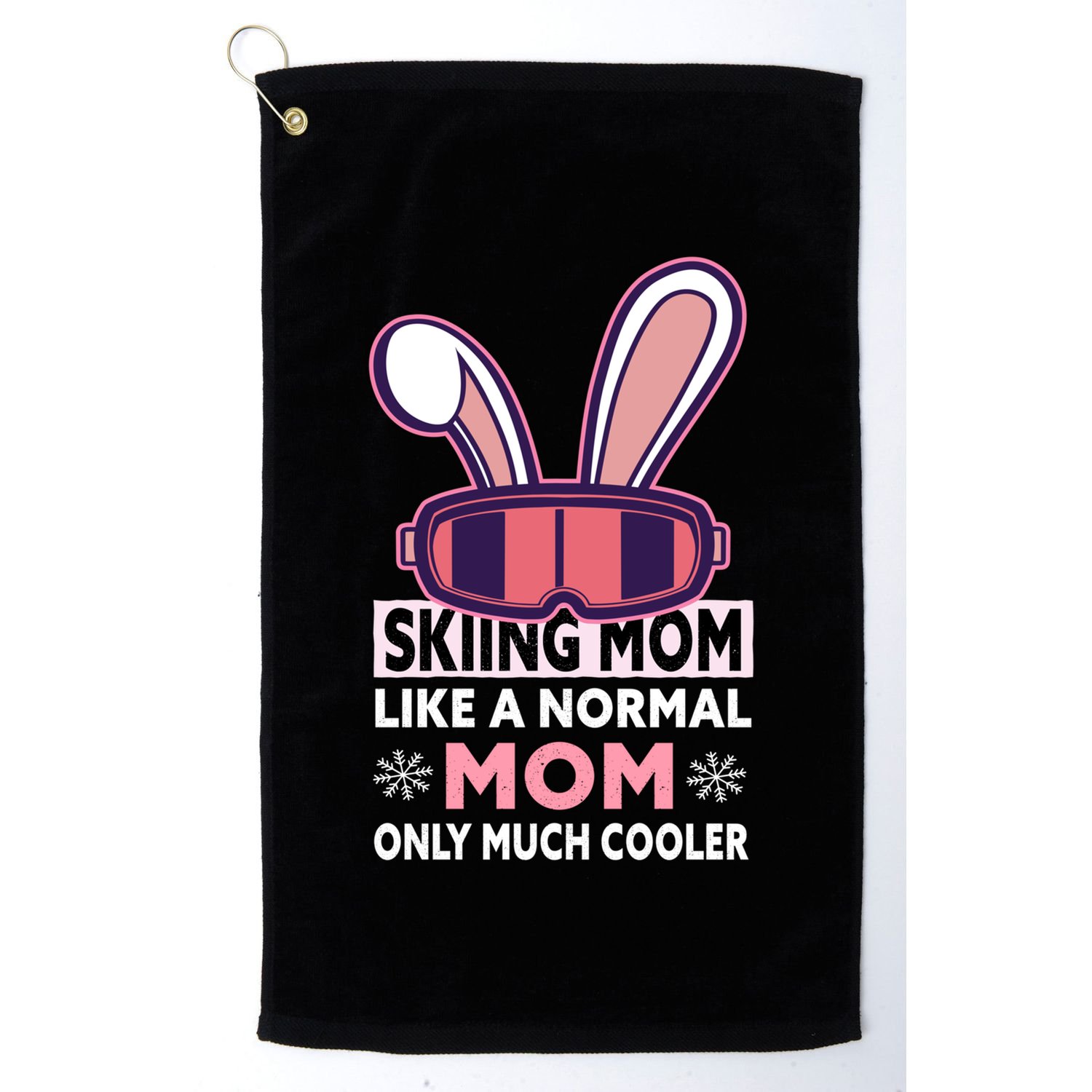 Skiing Mom Great Gift Snow Sport Funny Mom Ski Skiing Great Gift Golf Towel