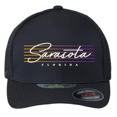 Sarasota Meaningful Gift Retro Style Florida Funny Gift Flexfit Unipanel Trucker Cap
