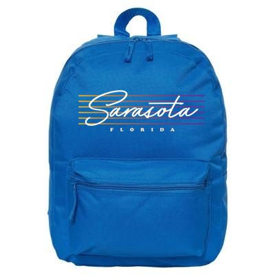 Sarasota Meaningful Gift Retro Style Florida Funny Gift 16 in Basic Backpack
