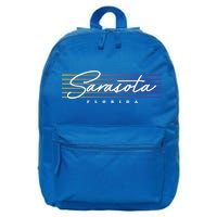 Sarasota Meaningful Gift Retro Style Florida Funny Gift 16 in Basic Backpack