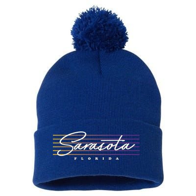 Sarasota Meaningful Gift Retro Style Florida Funny Gift Pom Pom 12in Knit Beanie