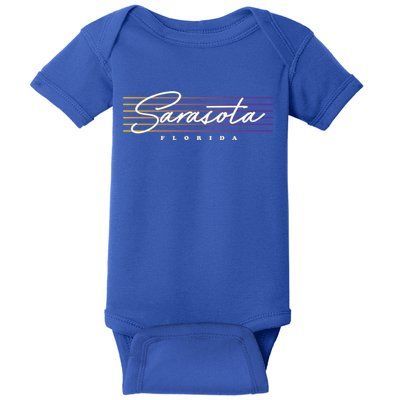 Sarasota Meaningful Gift Retro Style Florida Funny Gift Baby Bodysuit